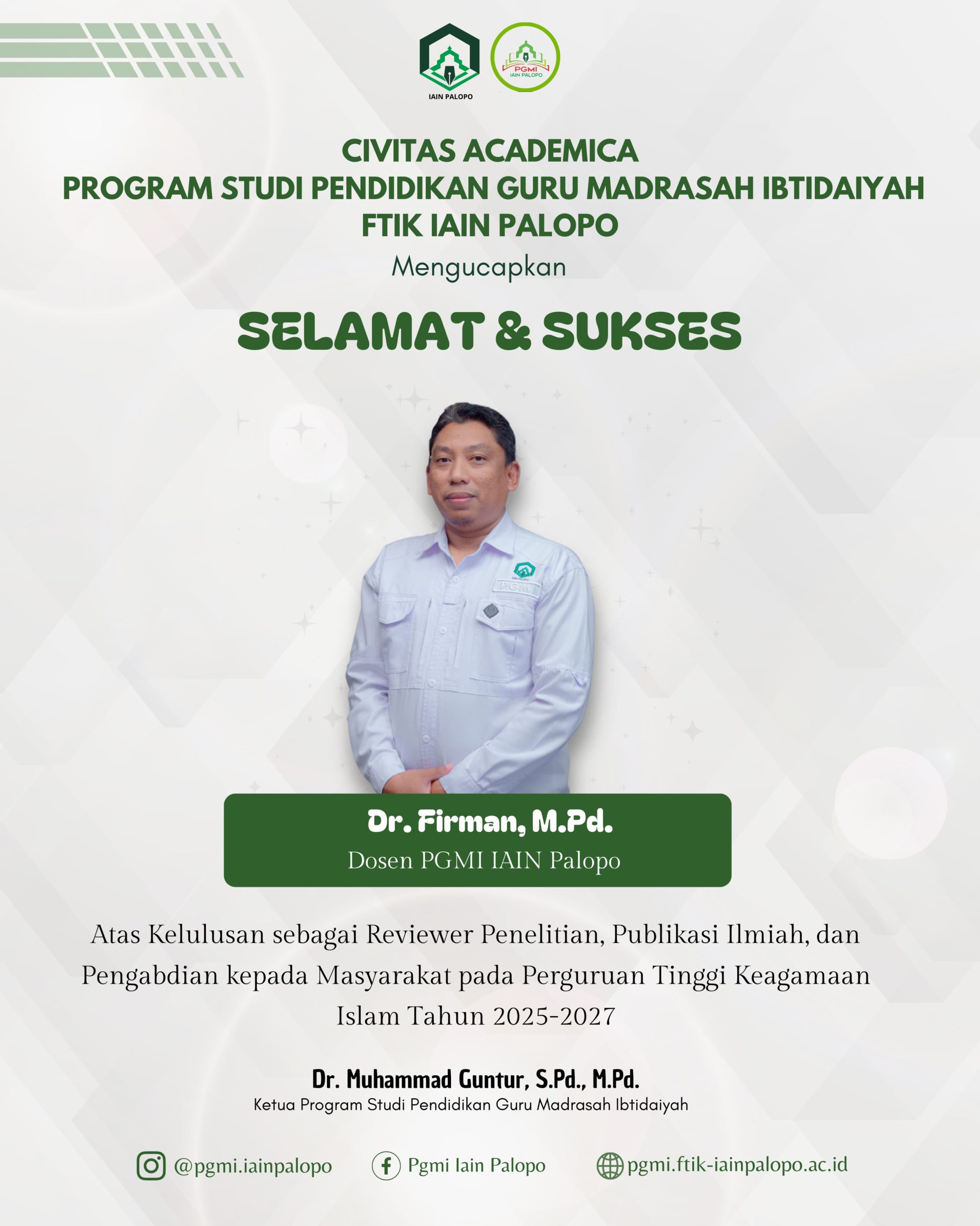 Dosen  PGMI IAIN Palopo Terpilih sebagai Reviewer Nasional Litapdimas Kementerian Agama RI 2025-2027