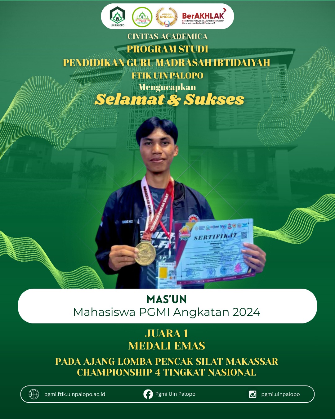 Mahasiswa PGMI UIN Palopo Raih Medali Emas di Ajang Nasional Makassar Championship 4